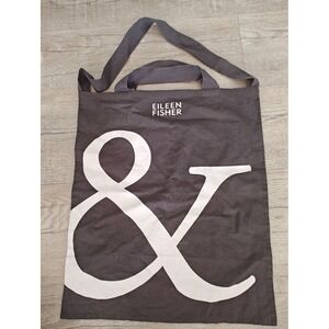 Eileen Fisher Tote Bag OS Gray‎ Canvas Graphic Logo Reusable Shopping Bag